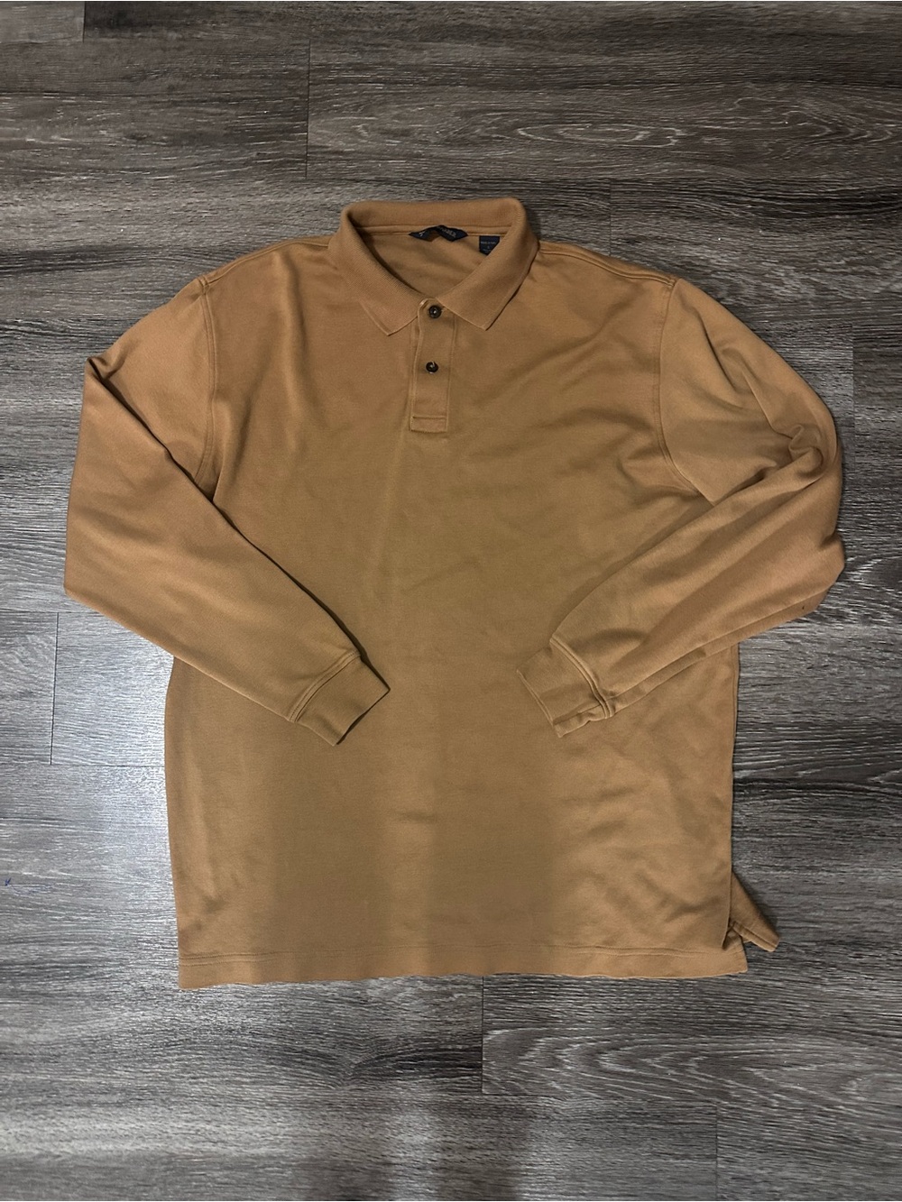 Scott Barber Men's Brown Long Sleeve Collared Button Polo Shirt Size L pima